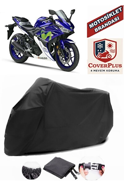 CoverPlus Siyah Yamaha YZF R25 Motorsiklet Brandası,Motor Örtüsü Bağlantı Tok...