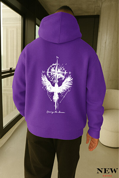 New Shine سويت شيرت مطبوع عليه بوصلة النسر