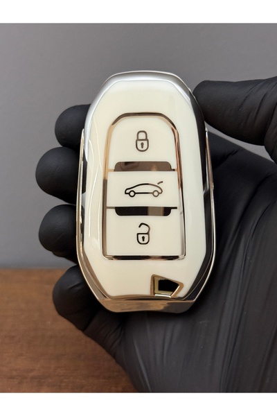 Mavi Keys Peugeot 208 508 3008 5008 Citroen Berlingo C-Elysee Opel Husă din silicon pentru chei 3 butoane alb argintiu