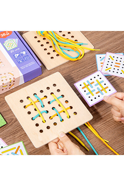 OEM Jucarie Montessori din lemn cu snur de impletit pentru copii