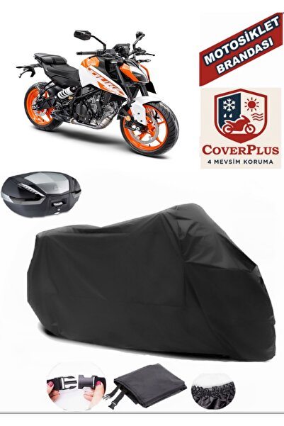 CoverPlus Siyah KTM 250 Duke ABS Motosiklet Brandası Arka Çanta Uyumlu,Lastik...