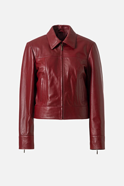 Dericlub Bella Women's Real Leather Coat Campari