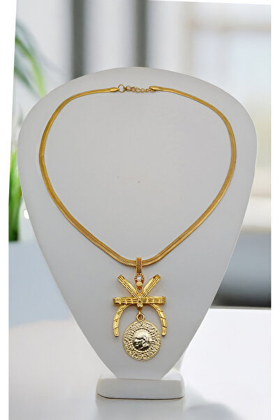 xtaki çeyrekli fiyonk kolye - İtalyan zincir kolye - Çeyrek Altın Takılan - Çeyrekli kolye - Altın kolye