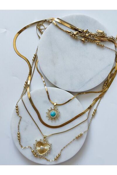 CHARMLUCKY ÇELİK ÇOKLU KOLYE SETİ