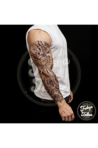 Trakya Tattoo Yarı Kalıcı Dövme Tam Kol Anka Kuşu Geçici Dövme GZQB-047