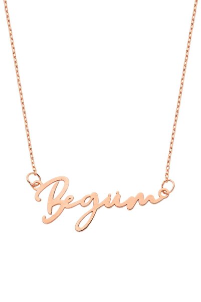 GUS Silver 925 Ayar Gümüş Yatay El Yazılı Begüm Isim Kolye