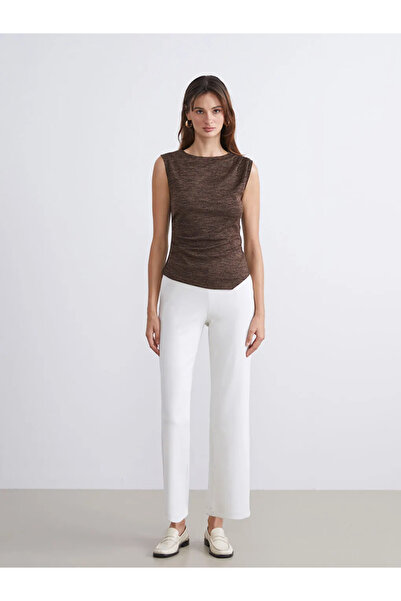 LC Waikiki LCW VisionBej Beli Lastikli Geniş Paça Kadın Eşofman Altı