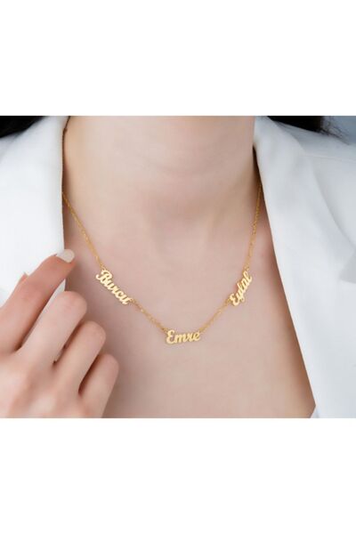 GUS Silver 925 Ayar Gümüş 3 Isimli Aile Kolyesi