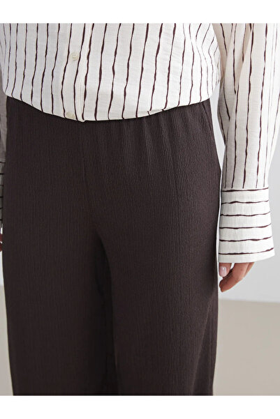 LC Waikiki LCW ModestKahverengi Beli Lastikli Dokulu Kadın Pantolon
