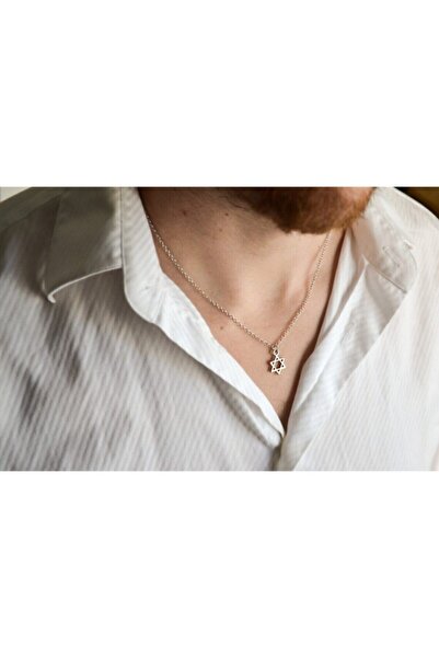 Genel Markalar Davut Yıldızı Model Gümüş Unisex Kolye