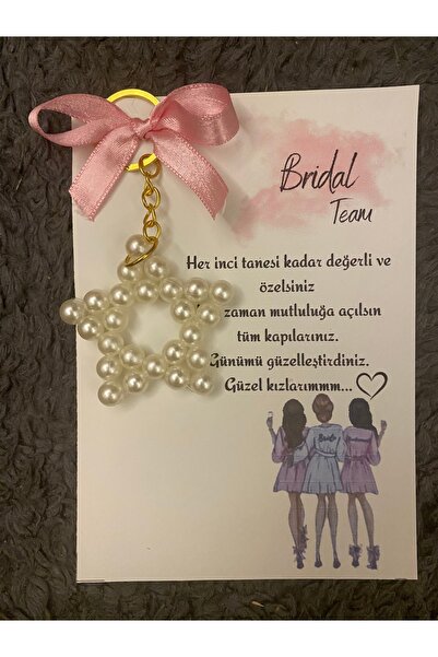 LMS EPOKSİ Bridal Team Gelin Nedimesi İnci Yıldız Anahtarlık 10 Adet – Kına, ...