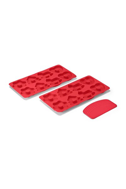 Tchibo 2 Pieces Silicone Mini Gingerbread Baking Mats, Red