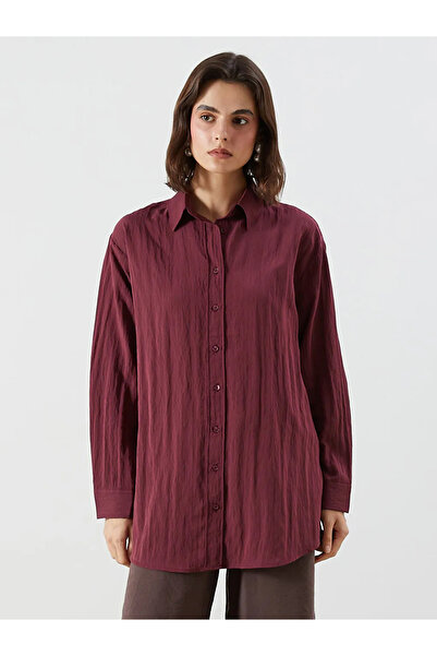 LC Waikiki Burgundy Textured Women's Shirt Tunic