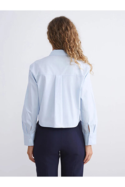 LC Waikiki Parlak Taşlı Oversize Poplin Kadın Gömlek