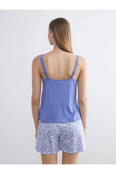 LC Waikiki V-Neck Patterned Strappy Women's Shorts Pajama Set