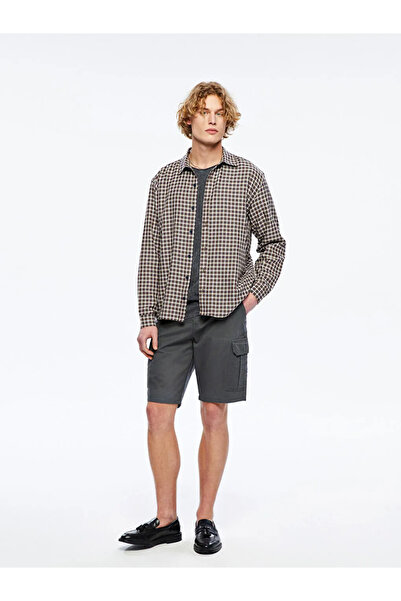 LC Waikiki Anthracite Standard Fit Gabardine Men's Cargo Shorts