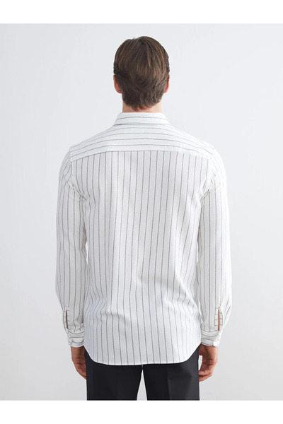 LC Waikiki Смугаста чоловіча сорочка з довгим рукавом в тон