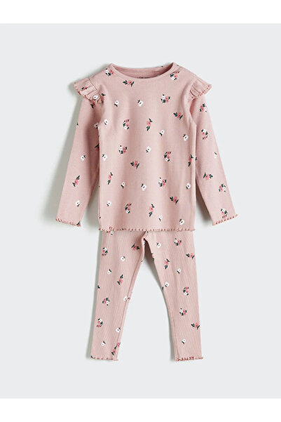 LC Waikiki Crew Neck Printed Baby Girl Pajama Set