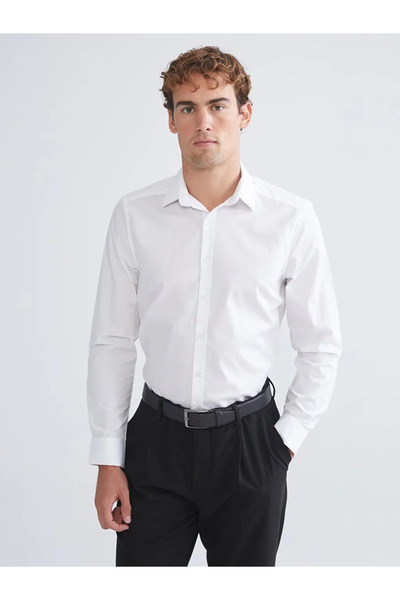 LC Waikiki Ανδρικό πουκάμισο με μακρυμάνικο ποπλίνα σε λεπτή εφαρμογή