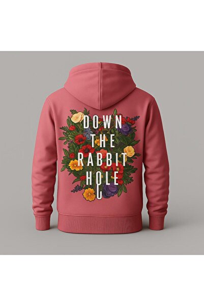 MELOOX Floral Patterned Text Printed Hooded Sweatshirt – Unisex Casual Fashion