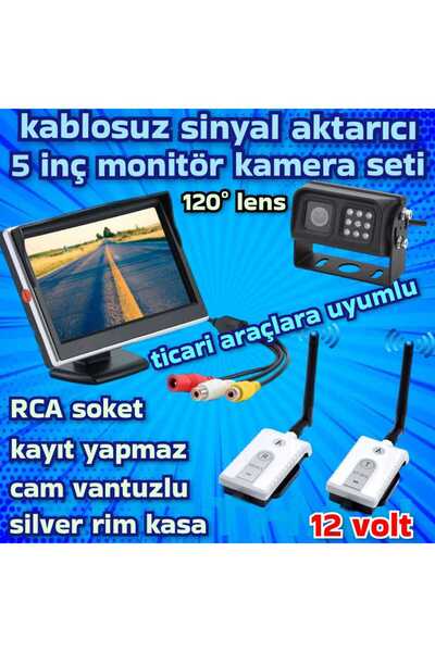 Twogo TİCARİ PANELVAN ARAÇLARA KABLOSUZ 5 İNÇ MONİTÖR 1 ADET METAL KASA KAMERA