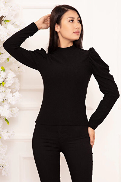 TH COLLECTİON Princess Sleeve Blouse Black W3125 - S