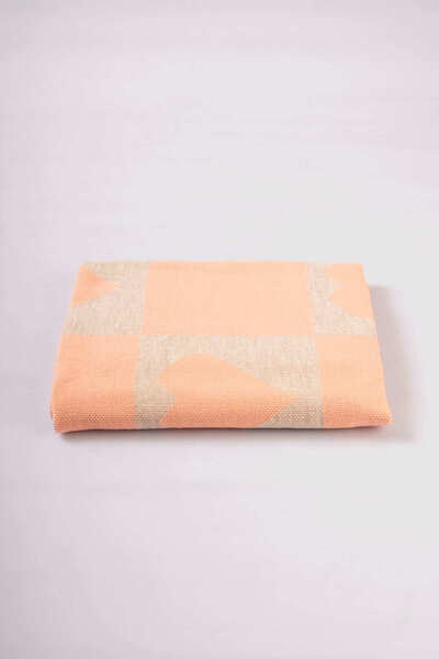 Sebir Moda Heart Patterned Checkered Knitwear Baby Blanket 90X90Cm