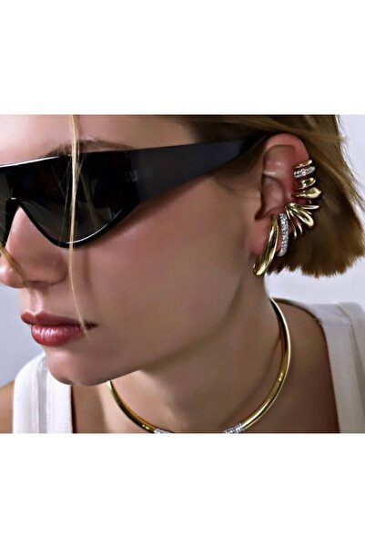 AychaAksesuar Çelik vip tek delik çoklu görünüm tarz kıkırdak küpe