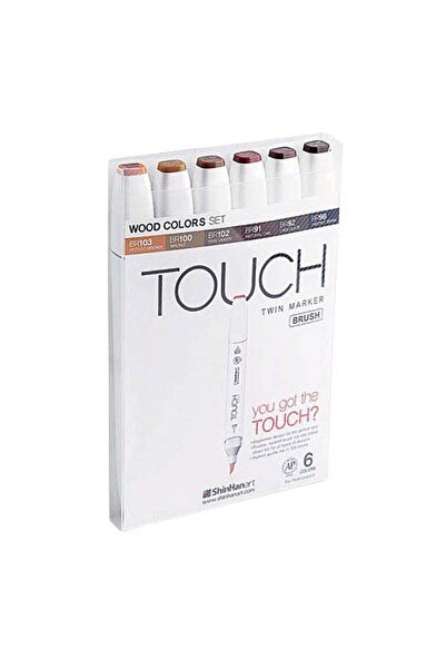 Shinhan Art Set of Touch 6 Dual-Ended Markers (Wood Colors) by Shin Han