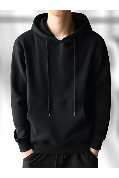 Lider Leather سويت شيرت بقلنسوة للجنسين مع جيوب على شكل كنغر، مصنوع من نسيج ق...