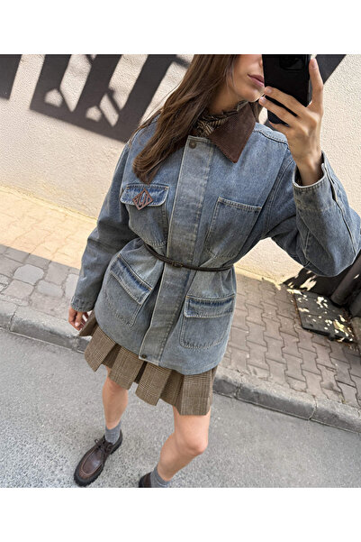 İpekyol Patch'li kontrast yaka mont
