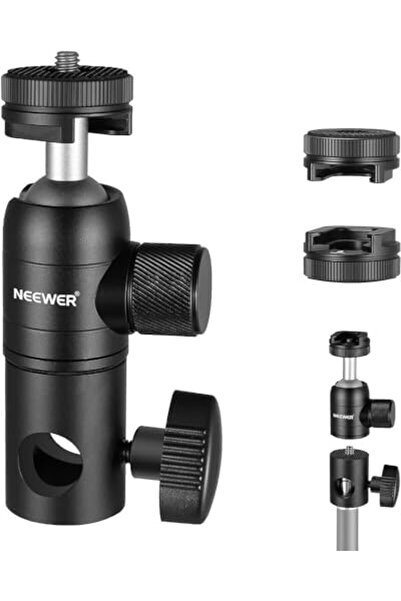 NEEWER محول تركيب حامل إضاءة مكون من قطعتين مع حذاء بارد، رأس كروي صغير بقطر 1/4 بوصة، حامل قابل للعكس
