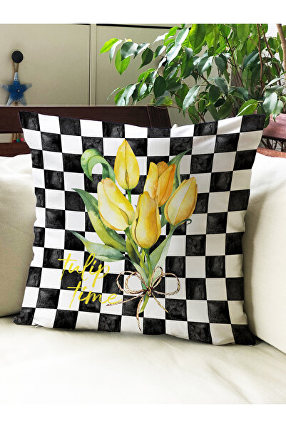 milroma Калъф за възглавница от кадифе с принт на лалета 43x43cm