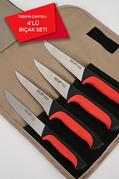 Cavit İnox ÇANTALI BIÇAK SETİ 4 PARÇA FİBROX ELDEN KAYMAZ