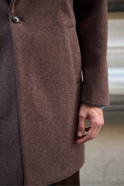 Danger Men's Relaxed Fit Cashmere Coat Brown