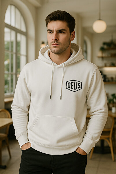 Rich Чоловічий світло-бежевий худі з капюшоном і принтом