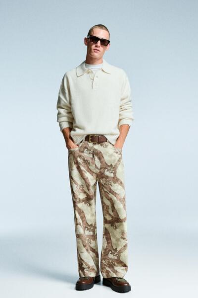 Bershka Baskılı baggy fit jean