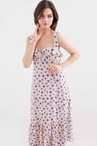 Hiccup BDART Kare Yaka ve Volan Detaylı Maxi Elbise