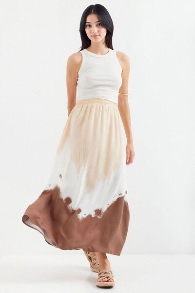 Hiccup Bdart Gradient Maxi Skirt with Elastic Waist Detail