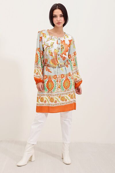 Hiccup Bdart Floral Mini Dress with Belt