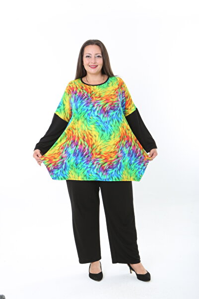 XL Modam Women's Lycra Wool Viscose Front Patterned Plus Size Tunic