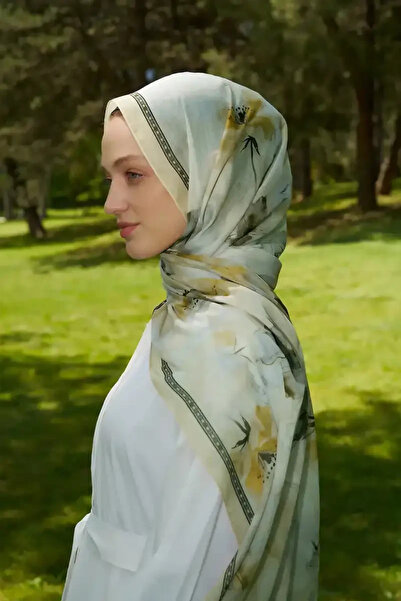 Madame Polo Prestige Dalia Desen Şal - Yağ Yeşili