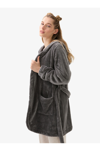 Blackspade Women's Fleece Dressing Gown 51933 - Anthracite