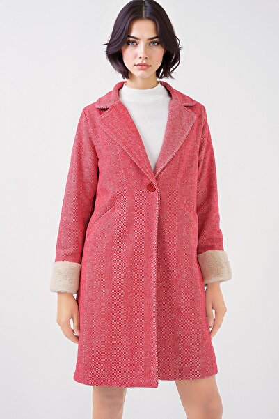 Hiccup Bdart Shawl Collar Herringbone Wool Blend Coat