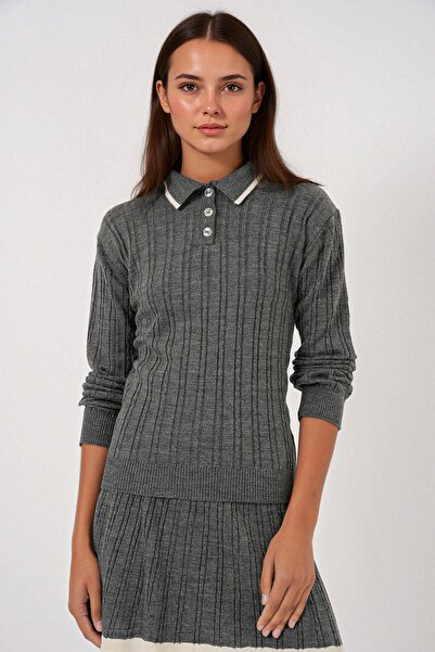 Hiccup Bdart Polo Neck Textured Knitted Co-Ord Set