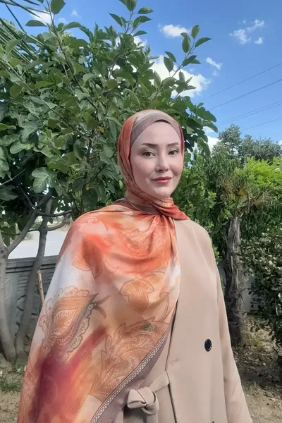 Madame Polo Prestige Vintage Desen Şal - Orange