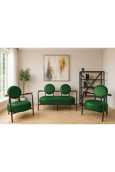 Azra Mobilya Venüs Koltuk Takımı Yeşil – Dekoratif Modern Deri Koltuk Seti | ...