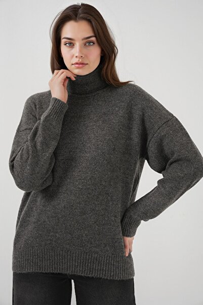 Hiccup BDART Oversized Ribanalı Yüksek Yaka Kazak