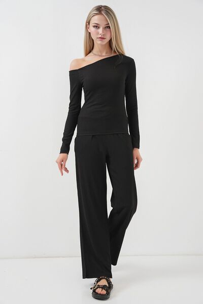 Hiccup BDART Дълъг комплект с текстура, с лодка деколте