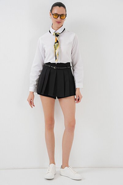 Hiccup Bdart String Stitched Zippered Pleated Shorts